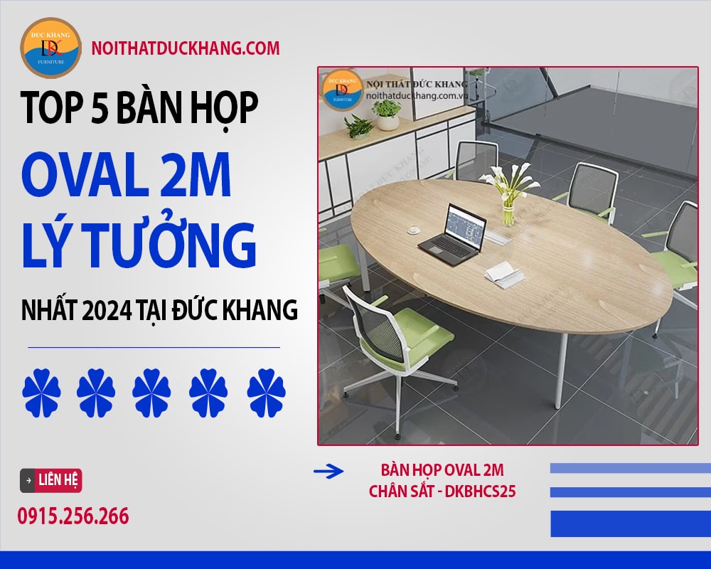 Bàn họp Oval 2m chân sắt - DKBHCS25