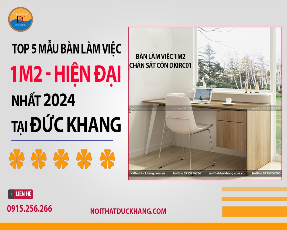 Bàn làm việc 1m2 chân sắt côn DKIRC01