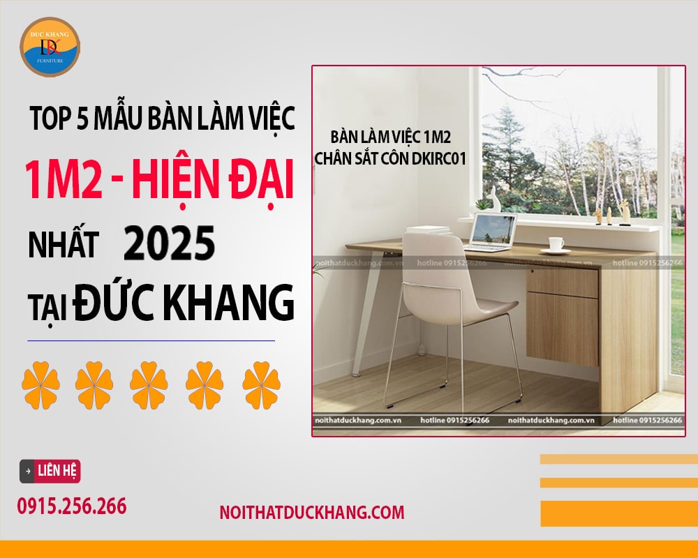 Bàn làm việc 1m2 chân sắt côn DKIRC01 Bàn làm việc 1m2 chân sắt côn DKIRC01
