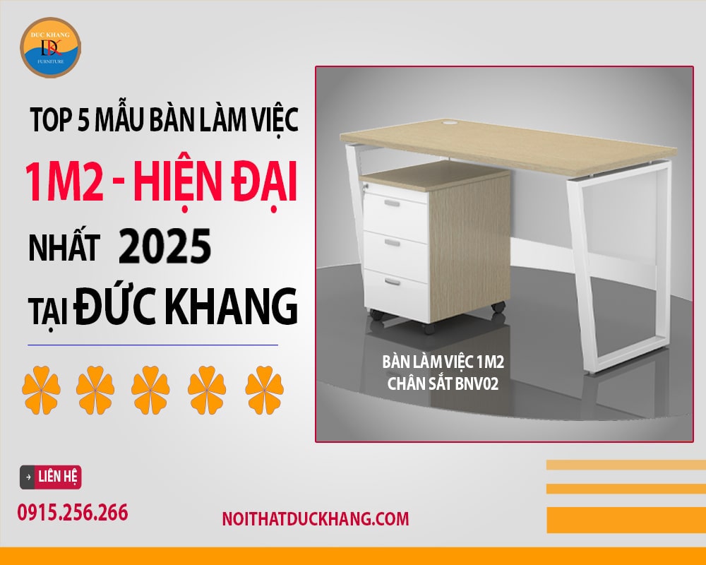 Bàn làm việc 1m2 chân sắt BNV02 Bàn làm việc 1m2 chân sắt BNV02