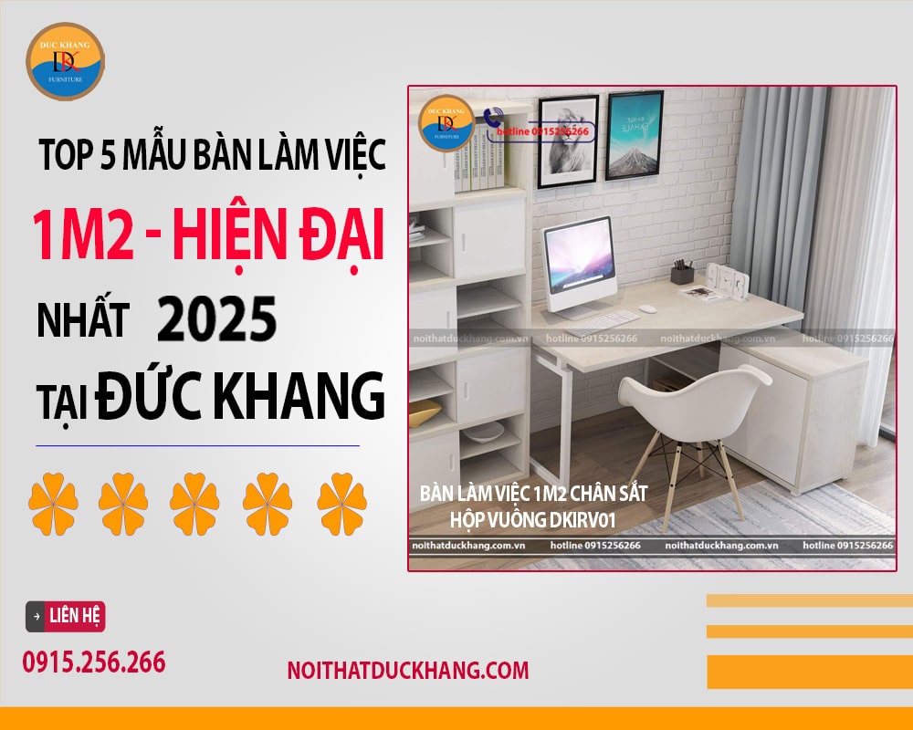Bàn làm việc 1m2 chân sắt hộp vuông DKIRV01 Bàn làm việc 1m2 chân sắt hộp vuông DKIRV01