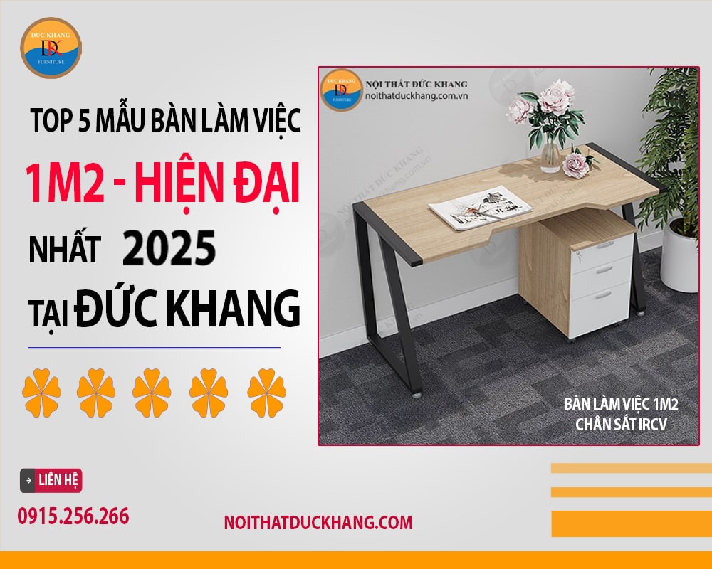 Bàn làm việc 1m2 chân sắt IRCV Bàn làm việc 1m2 chân sắt IRCV