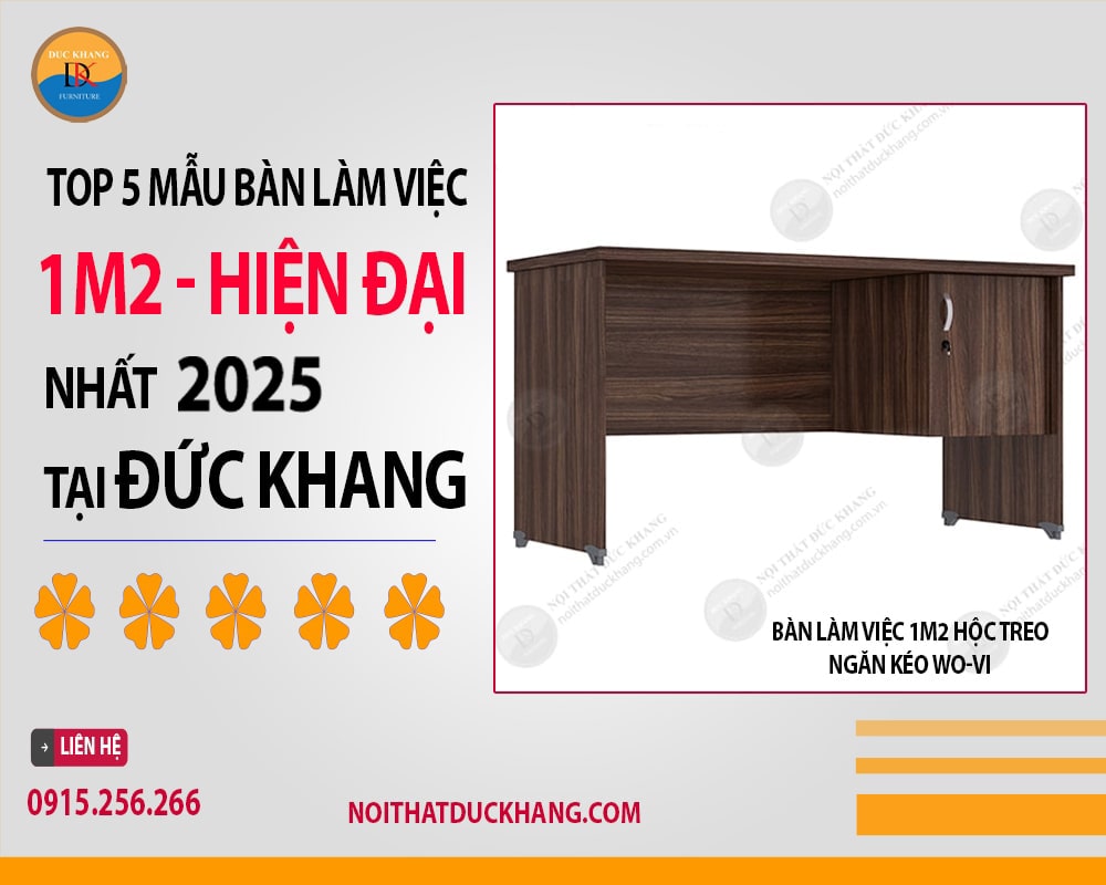 Bàn làm việc 1m2 hộc treo ngăn kéo WO-VI Bàn làm việc 1m2 hộc treo ngăn kéo WO-VI