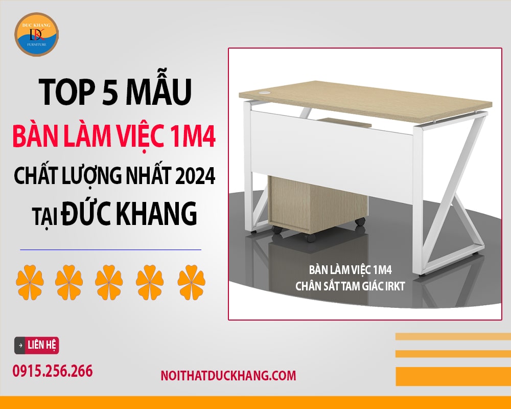 Bàn làm việc 1m4 chân sắt tam giác IRKT