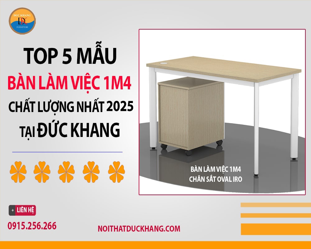 Bàn làm việc 1m4 chân sắt Oval IRO Bàn làm việc 1m4 chân sắt Oval IRO