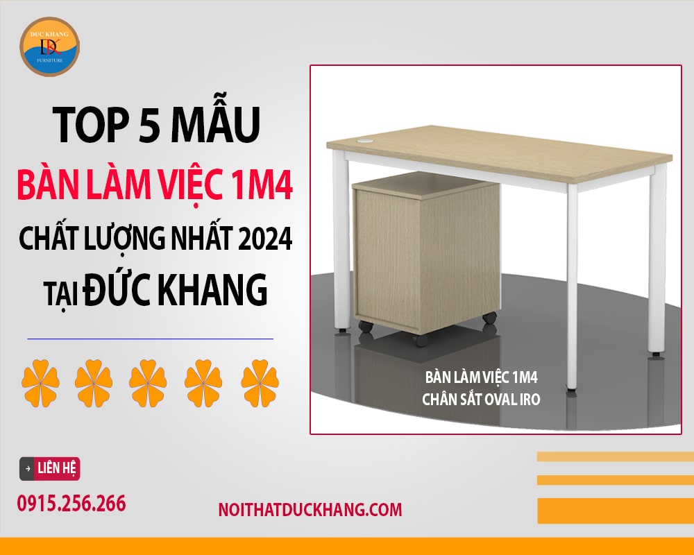 Bàn làm việc 1m4 chân sắt Oval IRO