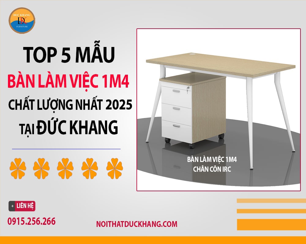 Bàn làm việc 1m4 chân côn IRC Bàn làm việc 1m4 chân côn IRC