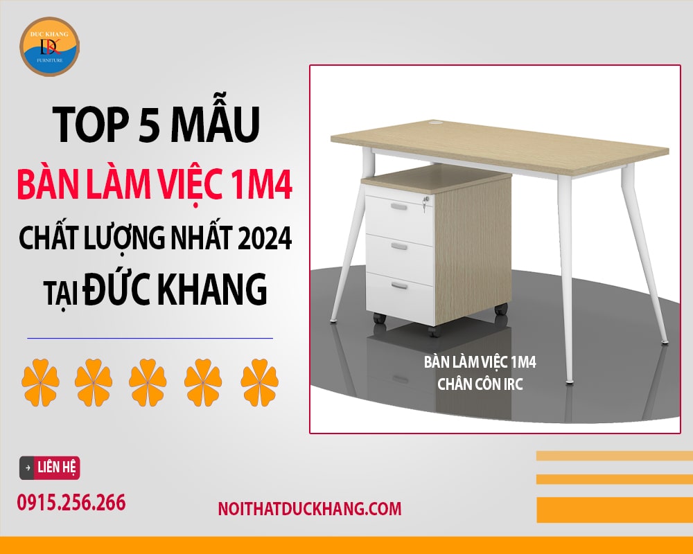 Bàn làm việc 1m4 chân côn IRC