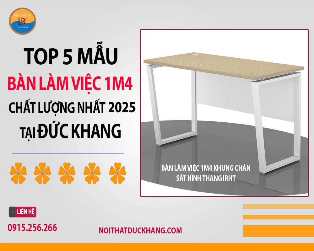 Bàn làm việc 1m4 khung chân sắt hình thang IRHT Bàn làm việc 1m4 khung chân sắt hình thang IRHT