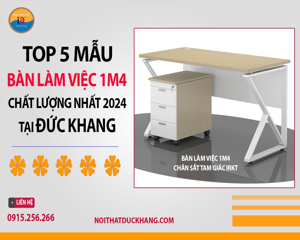 Bàn làm việc 1m4 chân sắt tam giác IRKT