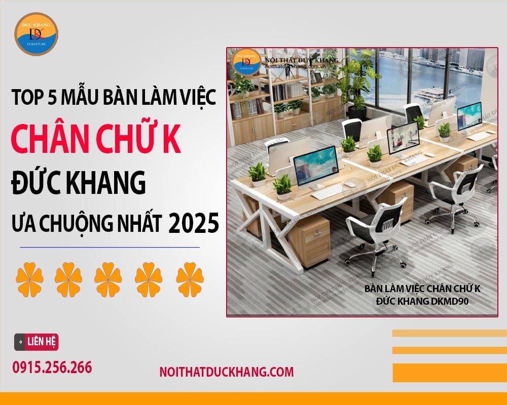 Bàn làm việc chân chữ K Đức Khang DKMD90