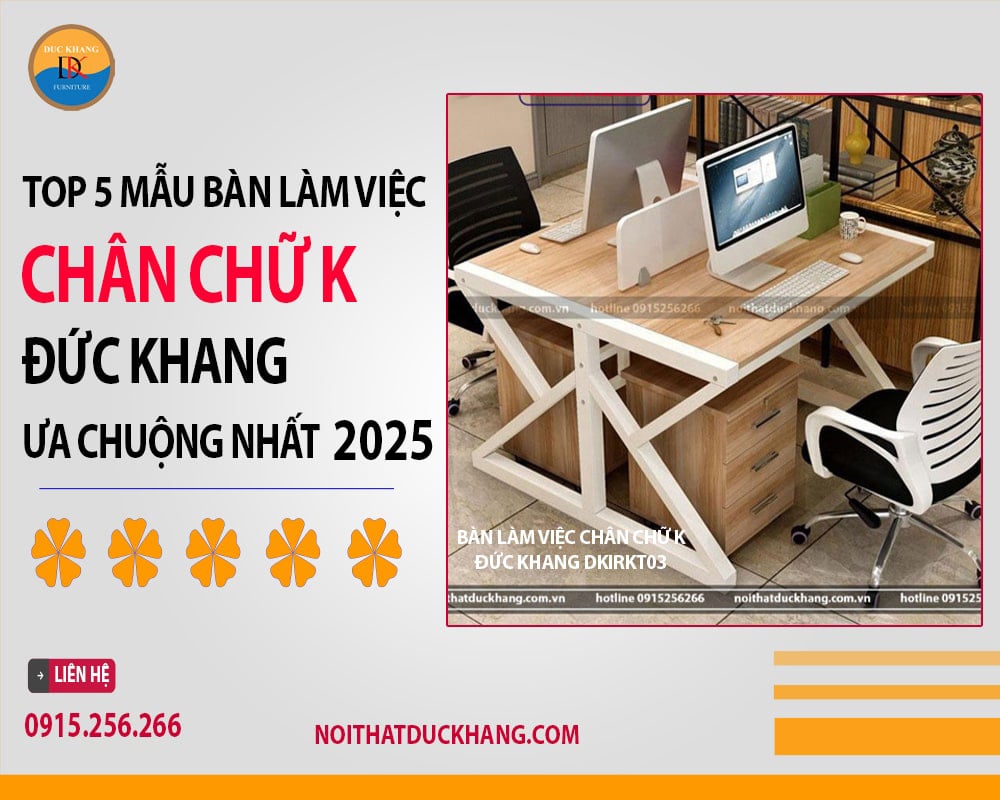 Bàn làm việc chân chữ K Đức Khang DKIRKT03