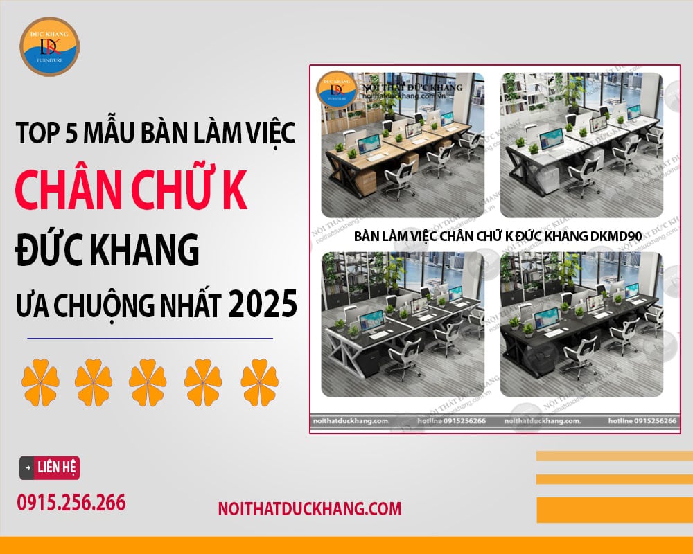 Bàn làm việc chân chữ K Đức Khang DKMD90