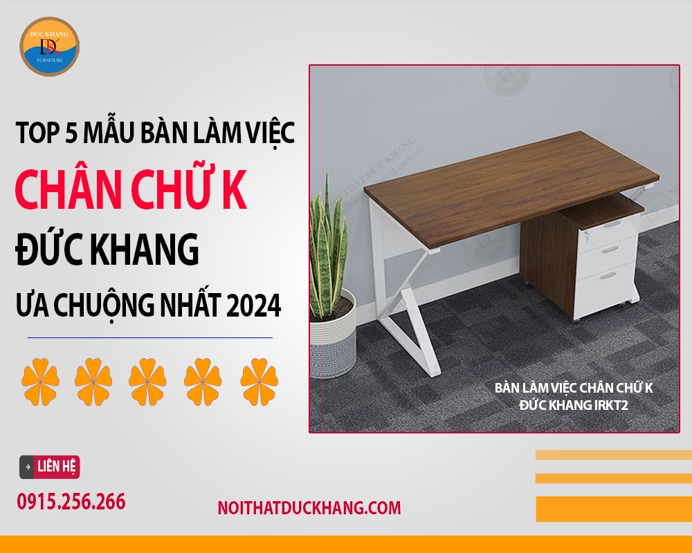 Bàn làm việc chân chữ K Đức Khang IRKT2