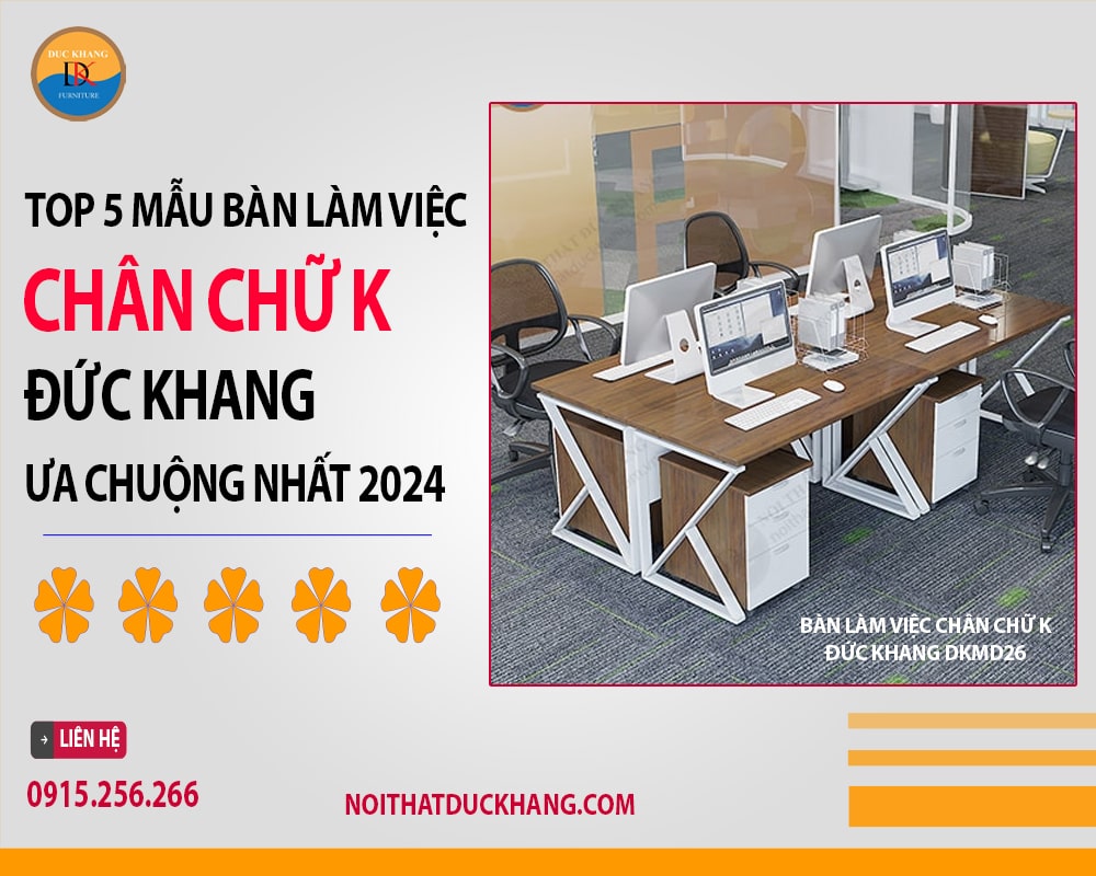 Bàn làm việc chân chữ K Đức Khang DKMD26