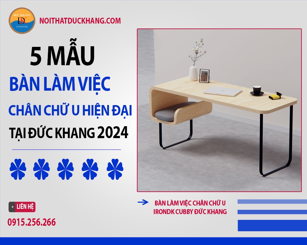 Bàn làm việc chân chữ U IronDK Cubby Đức Khang