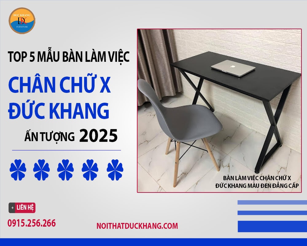 Bàn làm việc chân chữ X Đức Khang màu đen đẳng cấp Bàn làm việc chân chữ X Đức Khang màu đen đẳng cấp