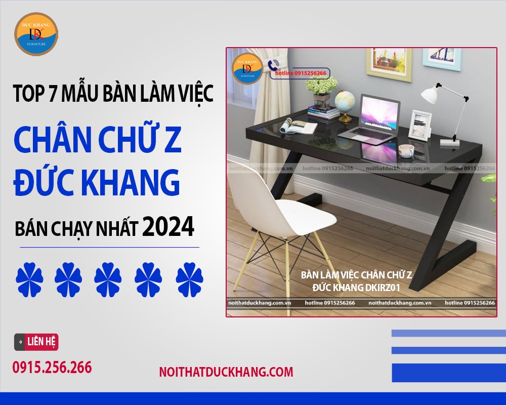 Bàn làm việc chân chữ Z Đức Khang DKIRZ01 màu sắc đa dạng