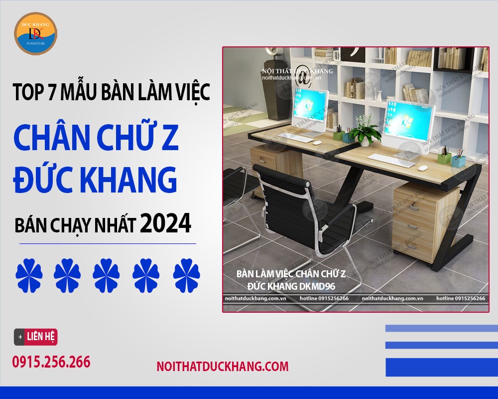 Bàn làm việc chân chữ Z Đức Khang DKMD96 hoạ tiết vân gỗ sang trọng