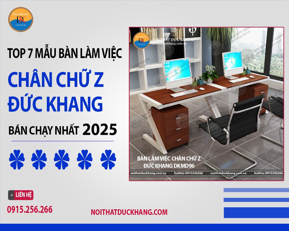 Bàn làm việc chân chữ Z Đức Khang DKMD96 họa tiết vân gỗ sang trọng