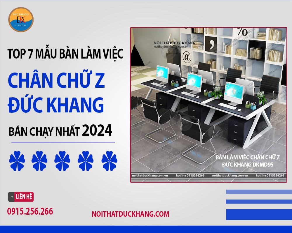 Bàn làm việc chân chữ Z Đức Khang DKMD95 kèm tủ phụ tiện lợi