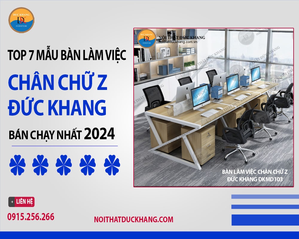 Bàn làm việc chân chữ Z Đức Khang DKMD103 mặt bàn chữ I hiện đại