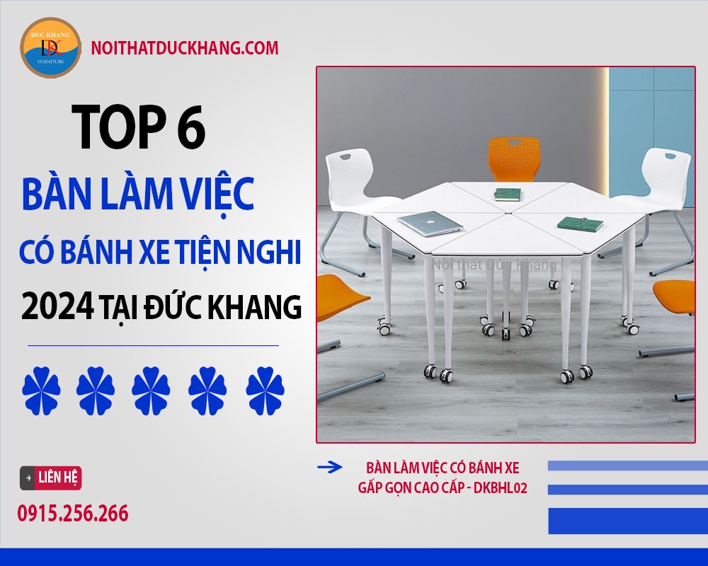 Bàn làm việc có bánh xe gấp gọn cao cấp - DKBHL02