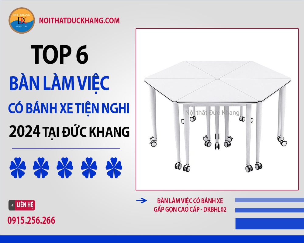 Bàn làm việc có bánh xe gấp gọn cao cấp - DKBHL02