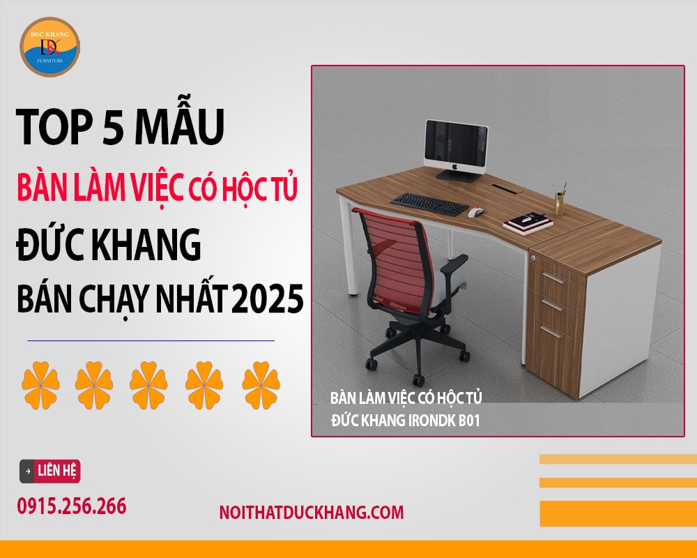 Bàn làm việc có hộc tủ Đức Khang IRONDK B01 Bàn làm việc có hộc tủ Đức Khang IRONDK B01