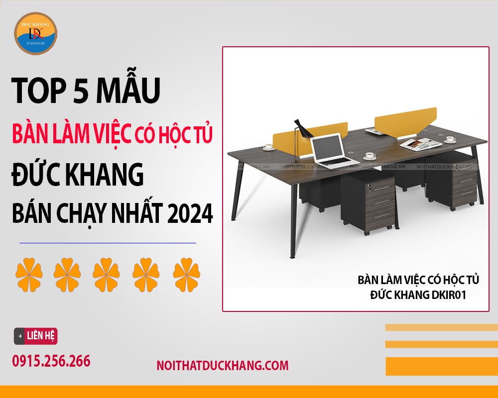 Bàn làm việc có hộc tủ Đức Khang DKIR01