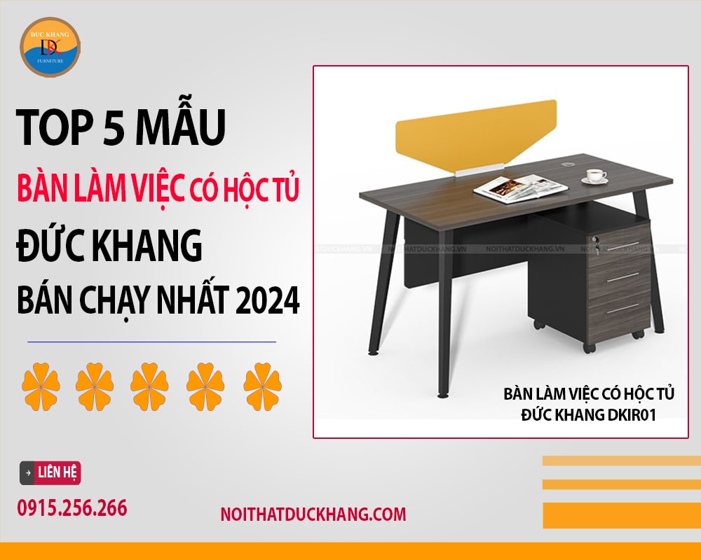 Bàn làm việc có hộc tủ Đức Khang DKIR01