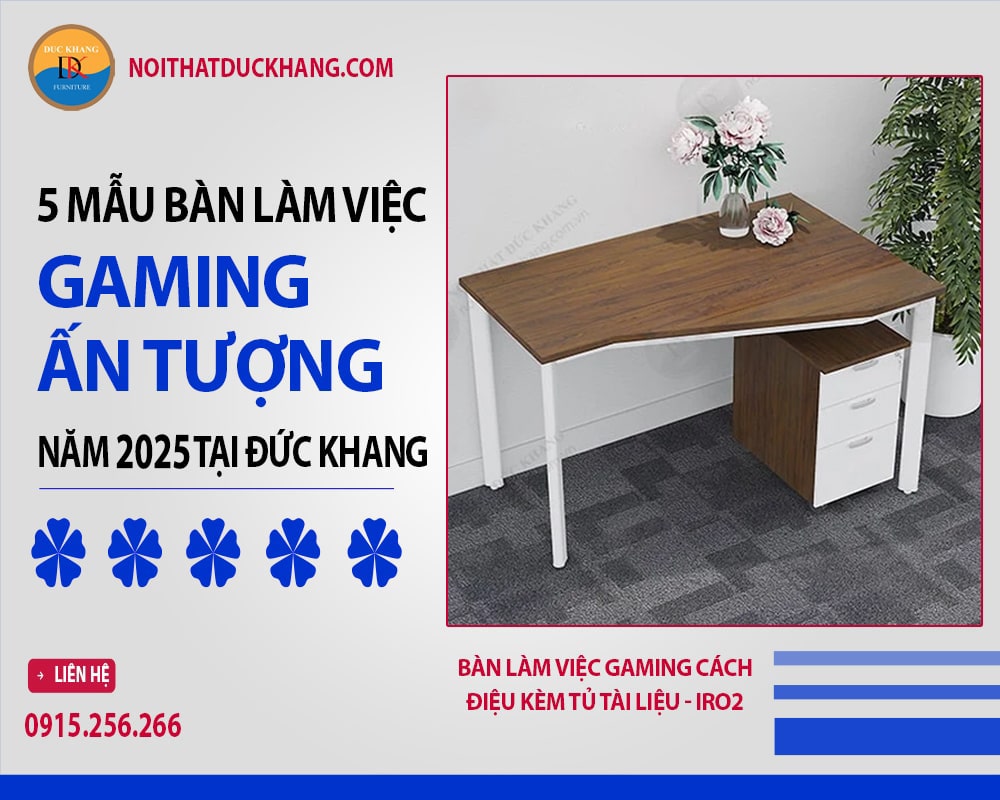 Bàn làm việc gaming cách điệu kèm tủ tài liệu - IRO2