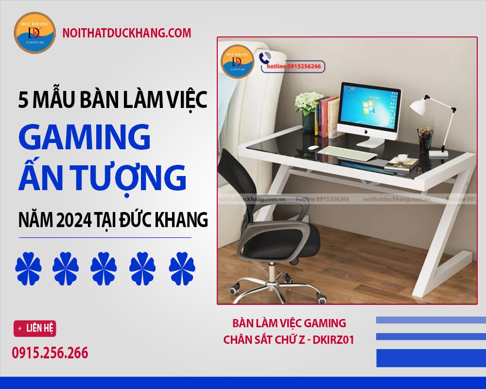 Bàn làm việc gaming chân sắt chữ Z - DKIRZ01