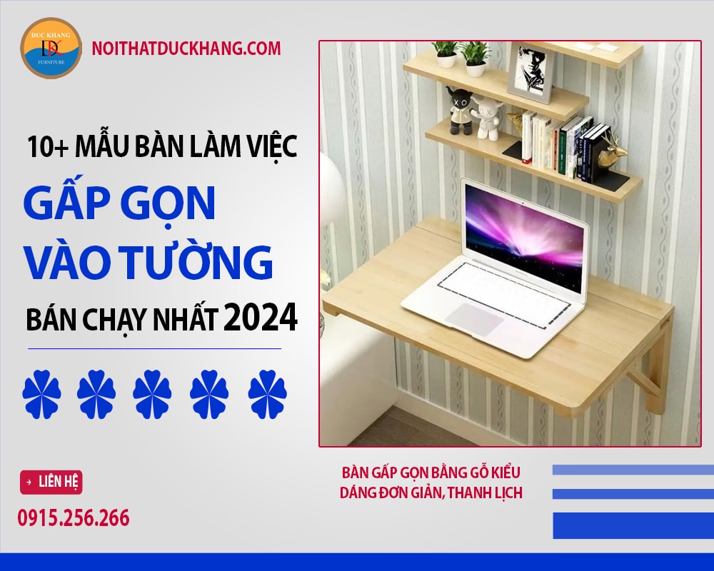 Bàn gấp gọn bằng gỗ kiểu dáng đơn giản, thanh lịch