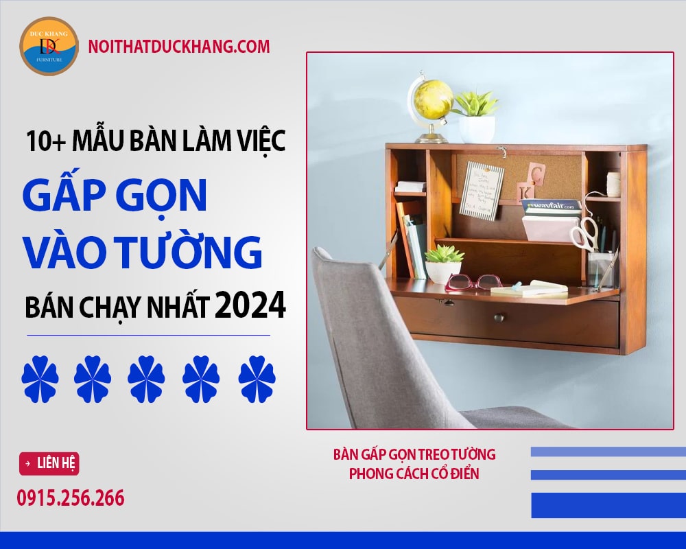 Bàn gấp gọn treo tường phong cách cổ điển