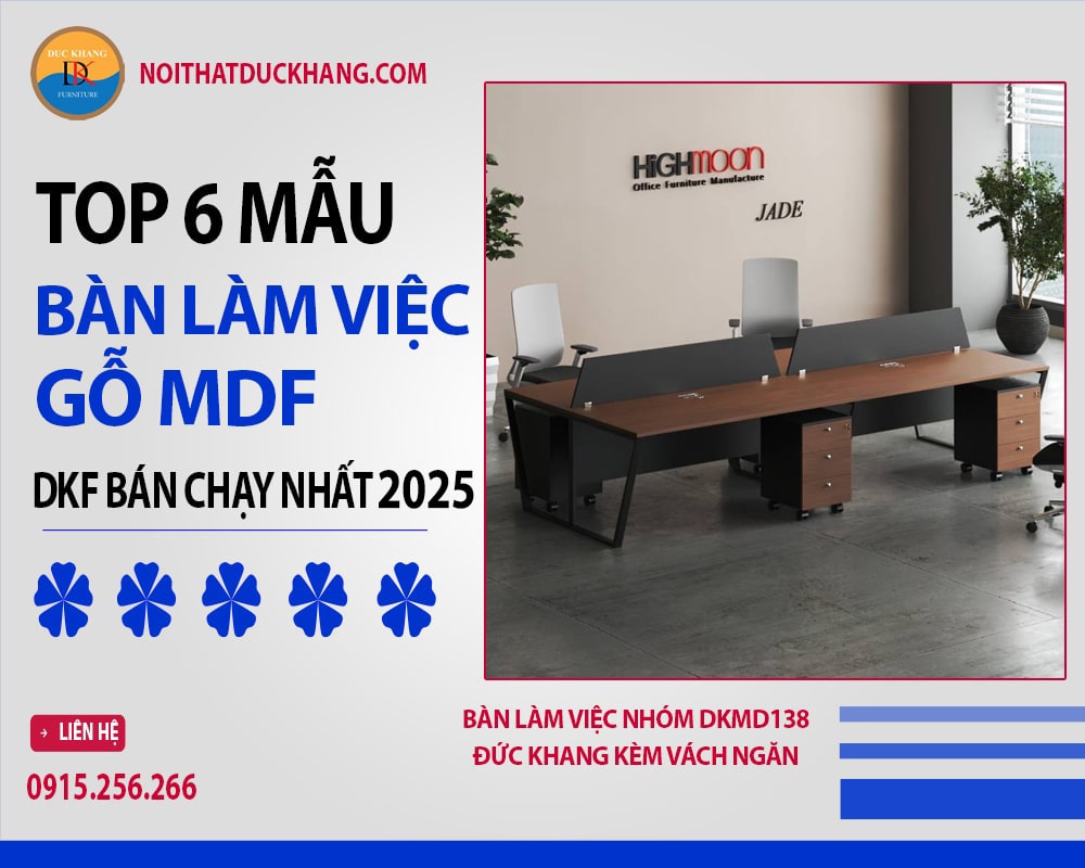 Bàn làm việc nhóm DKMD138 Đức Khang kèm vách ngăn