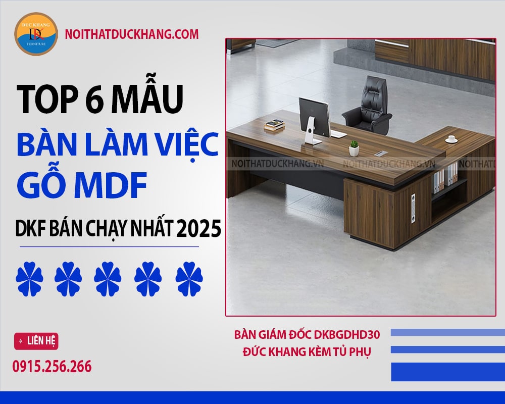 Bàn giám đốc DKBGDHD30 Đức Khang kèm tủ phụ