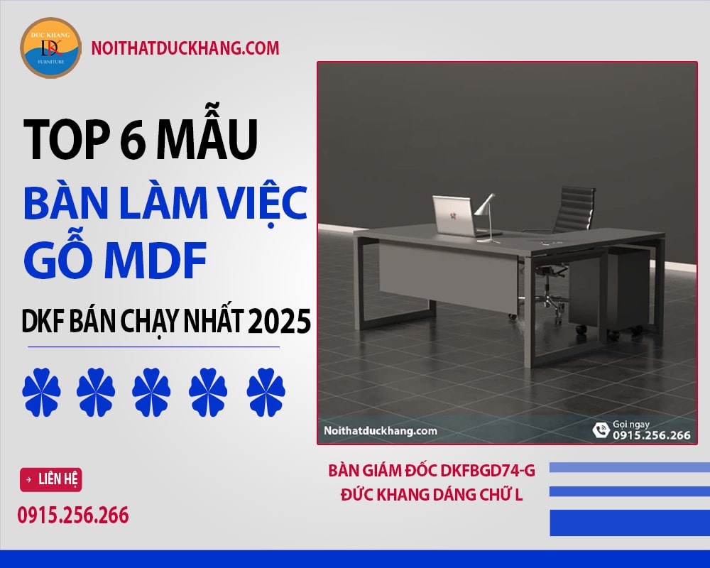 Bàn giám đốc DKFBGD74-G Đức Khang dáng chữ L