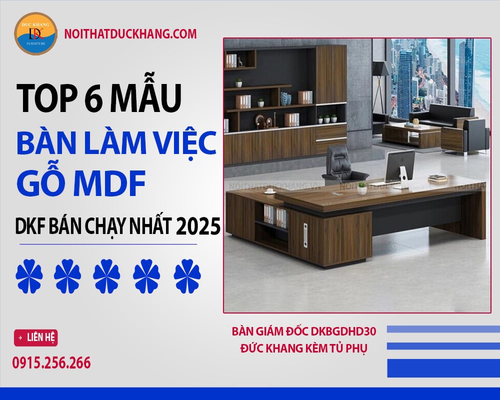 Bàn giám đốc DKBGDHD30 Đức Khang kèm tủ phụ