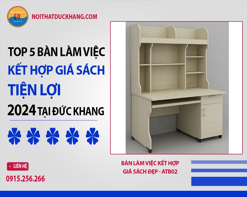 Bàn làm việc kết hợp giá sách đẹp - ATB02