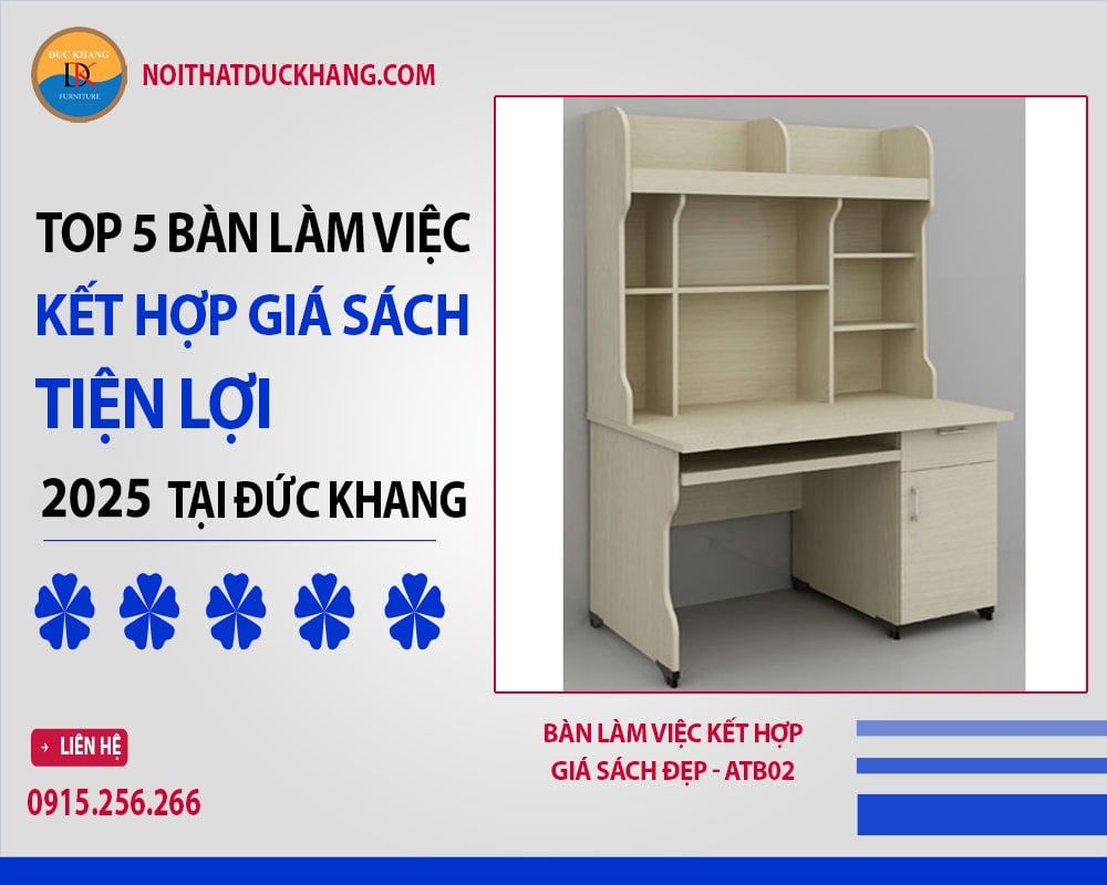 Bàn làm việc kết hợp giá sách đẹp - ATB02 Bàn làm việc kết hợp giá sách đẹp - ATB02
