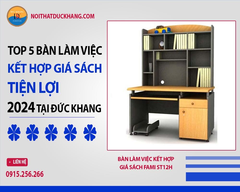 Bàn làm việc kết hợp giá sách Fami ST12H