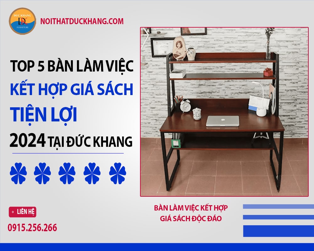 Bàn làm việc kết hợp giá sách độc đáo