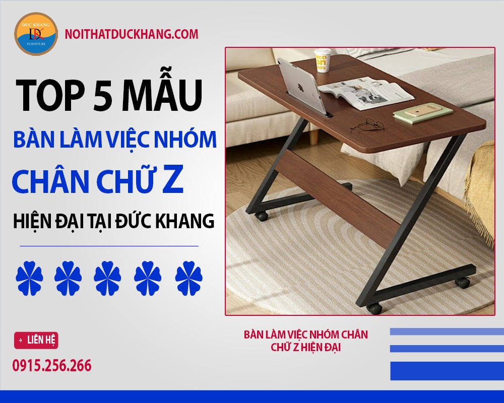 Bàn làm việc nhóm chân chữ Z hiện đại