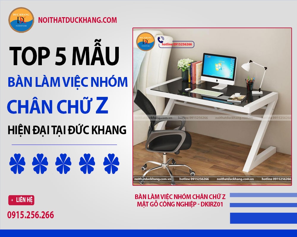 Bàn làm việc nhóm chân chữ Z mặt gỗ công nghiệp - DKIRZ01