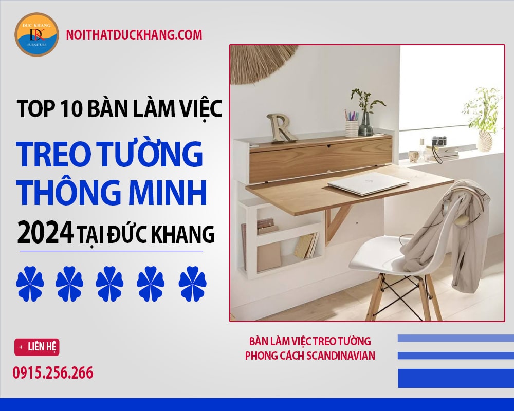 Bàn làm việc treo tường phong cách Scandinavian