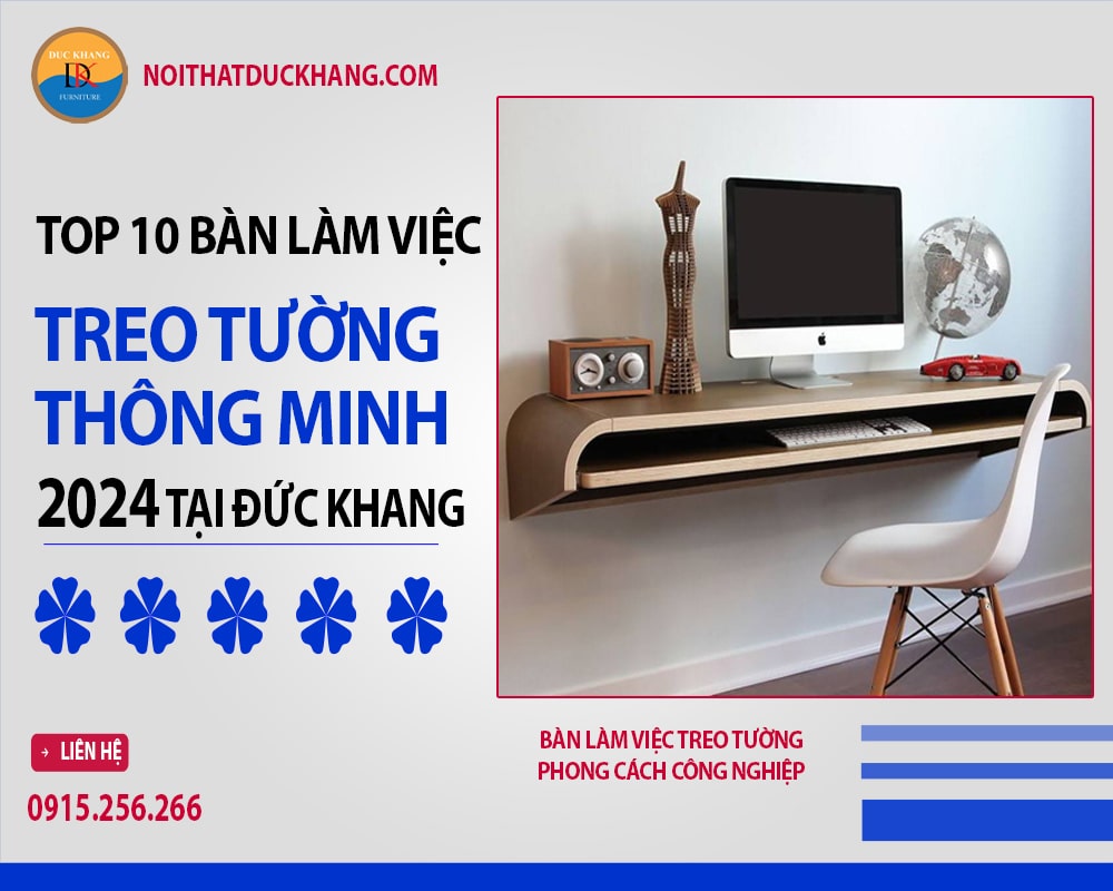 Bàn làm việc treo tường phong cách công nghiệp