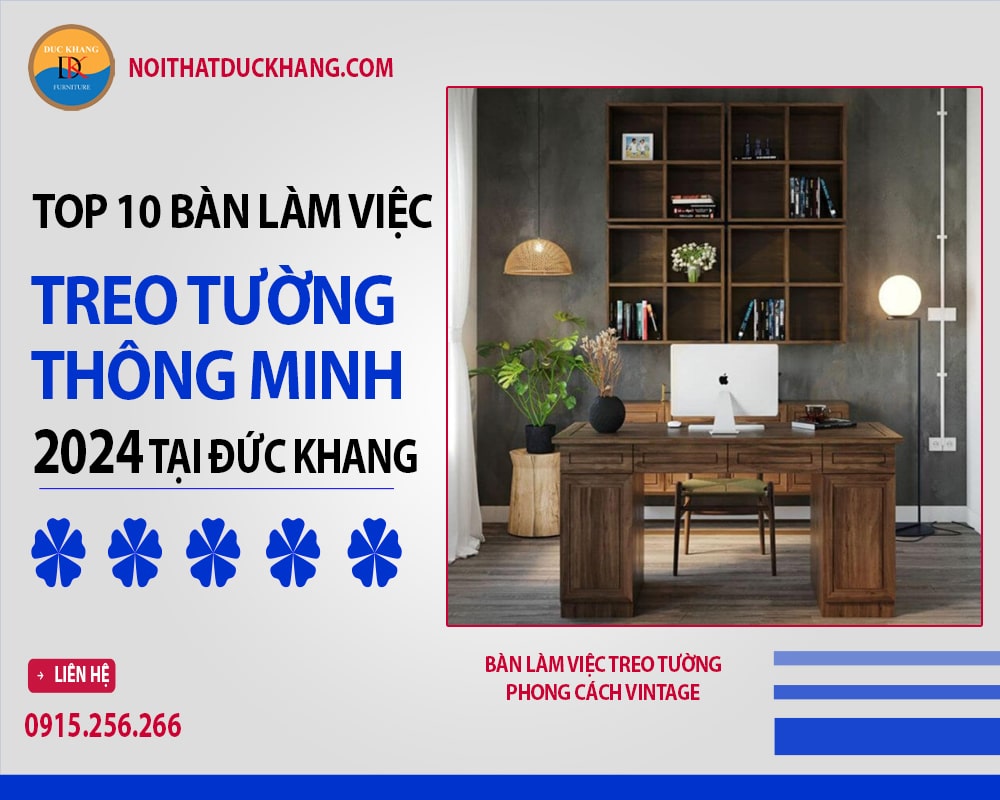 Bàn làm việc treo tường phong cách Vintage