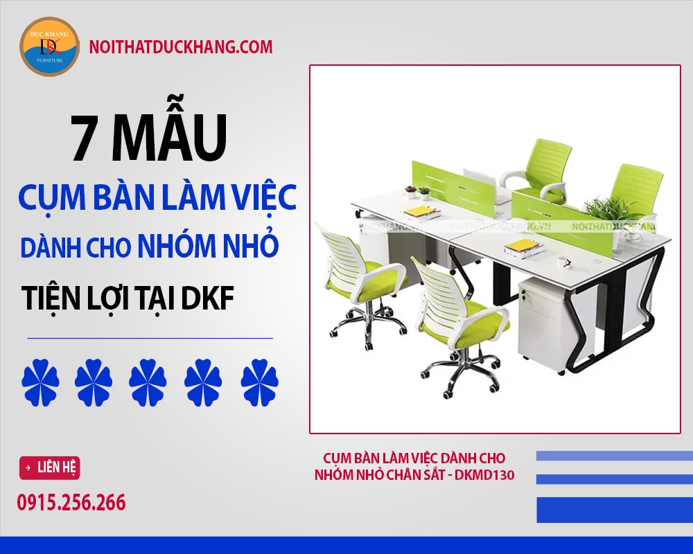 Cụm bàn làm việc dành cho nhóm nhỏ chân sắt - DKMD130