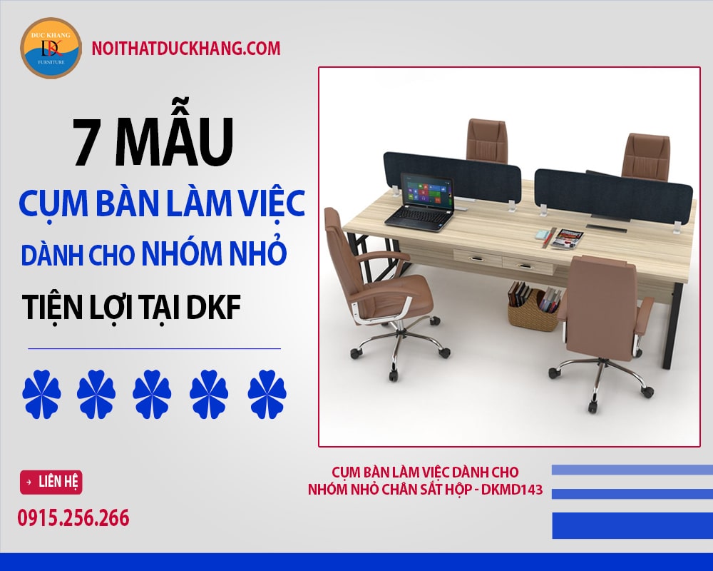 Cụm bàn làm việc dành cho nhóm nhỏ chân sắt hộp - DKMD143